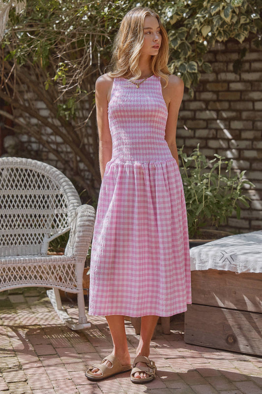 Bubble Gum Gingham Smocked Dress