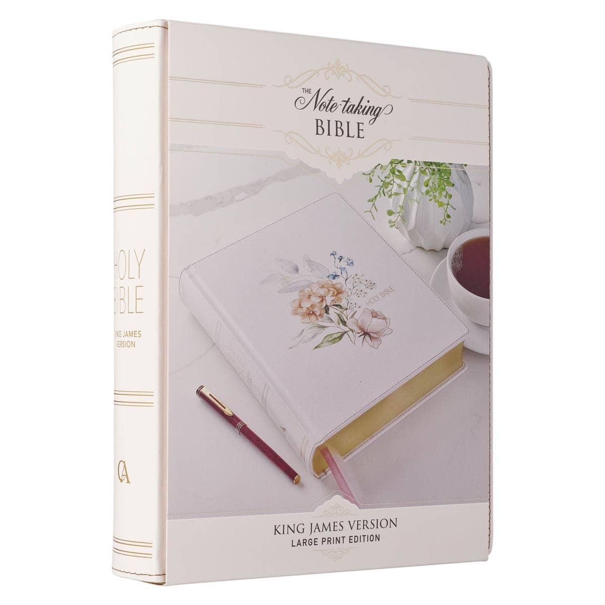 KJV Note-taking Bible LP Faux Leather HC, White Floral