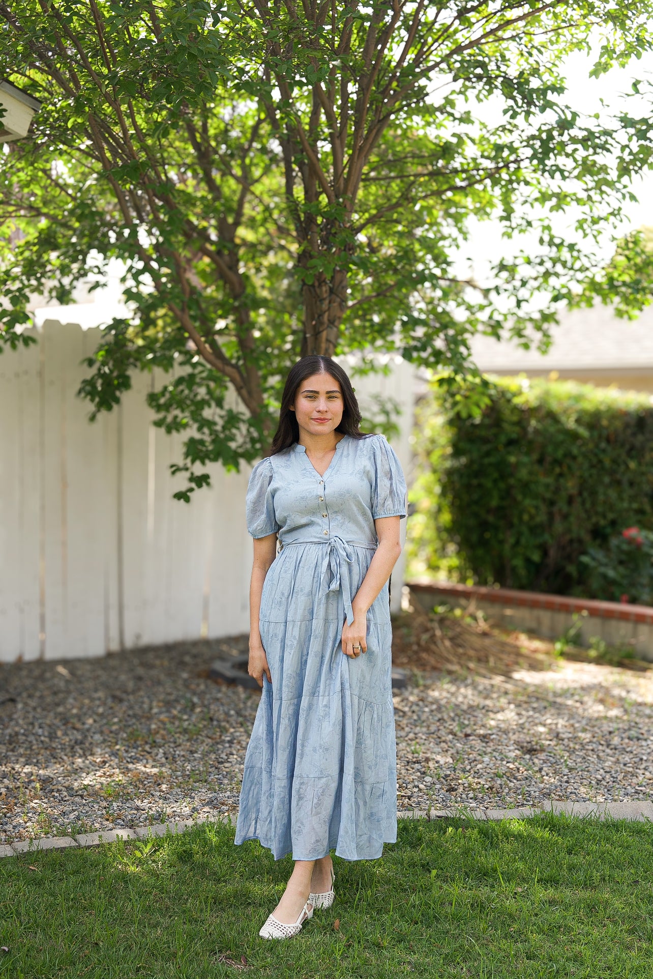 Blue Floral Midi Dress