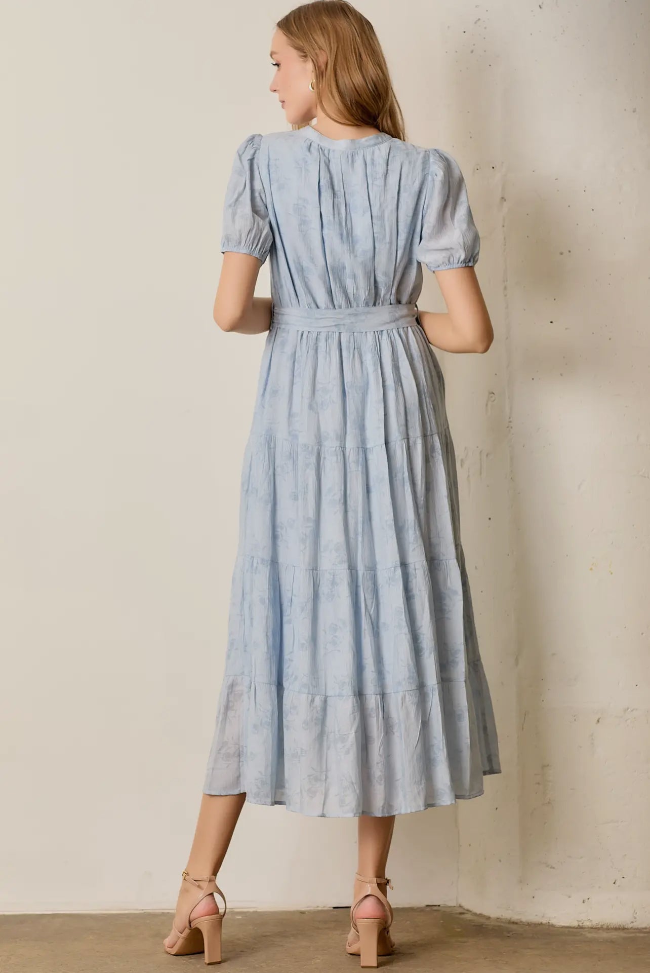 Blue Floral Midi Dress