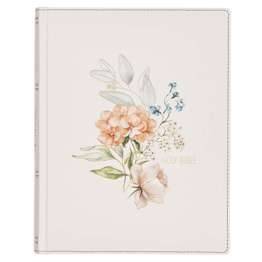 KJV Note-taking Bible LP Faux Leather HC, White Floral