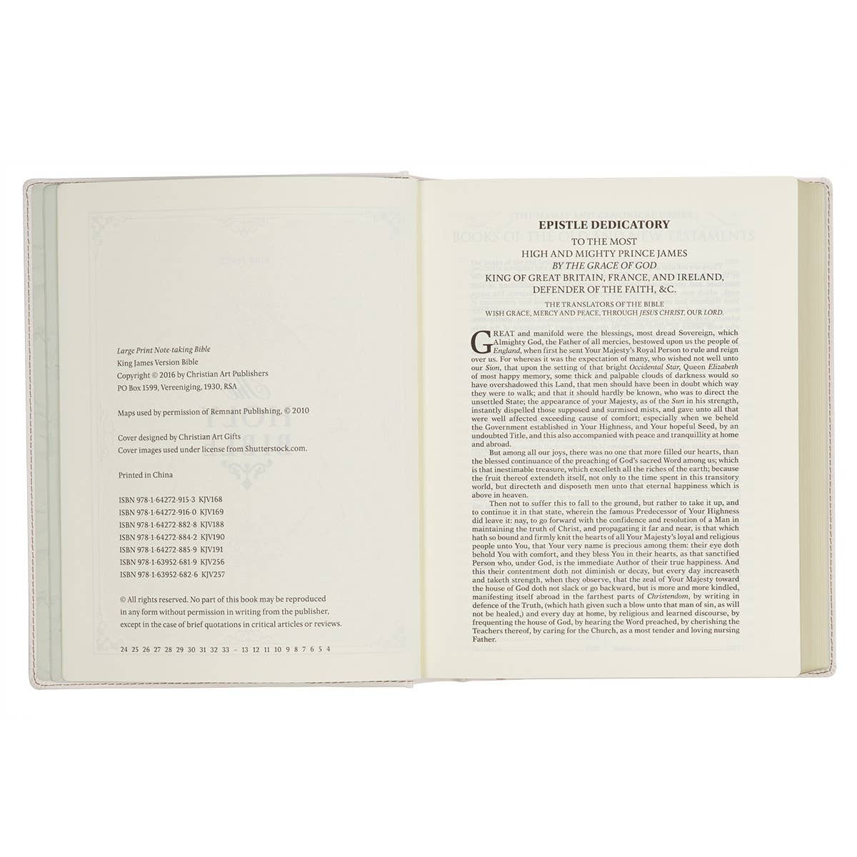 KJV Note-taking Bible LP Faux Leather HC, White Floral