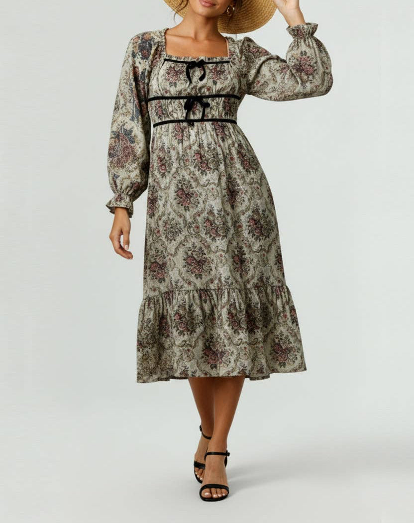 VINTAGE FLORAL MIDI DRESS