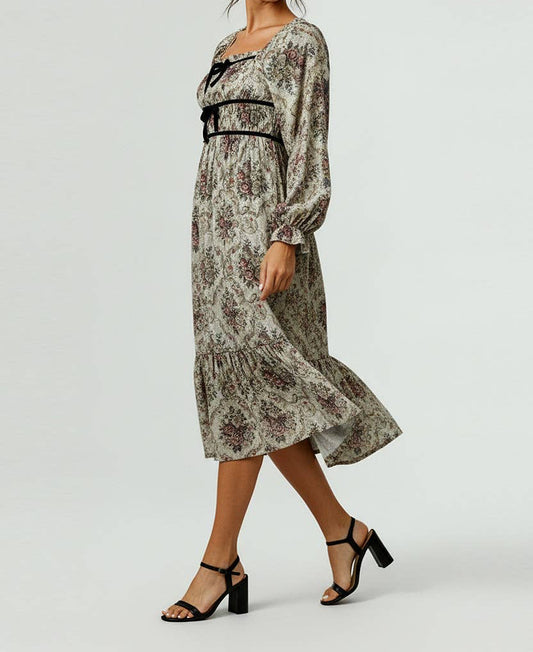 VINTAGE FLORAL MIDI DRESS