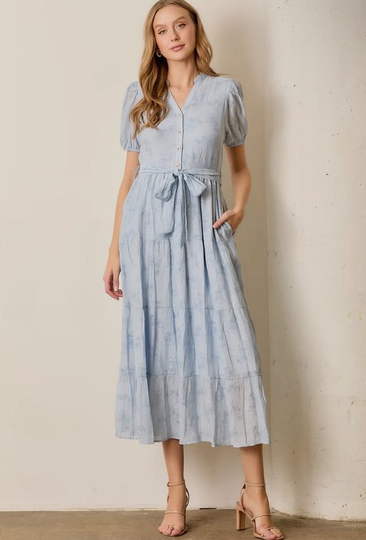 Blue Floral Midi Dress