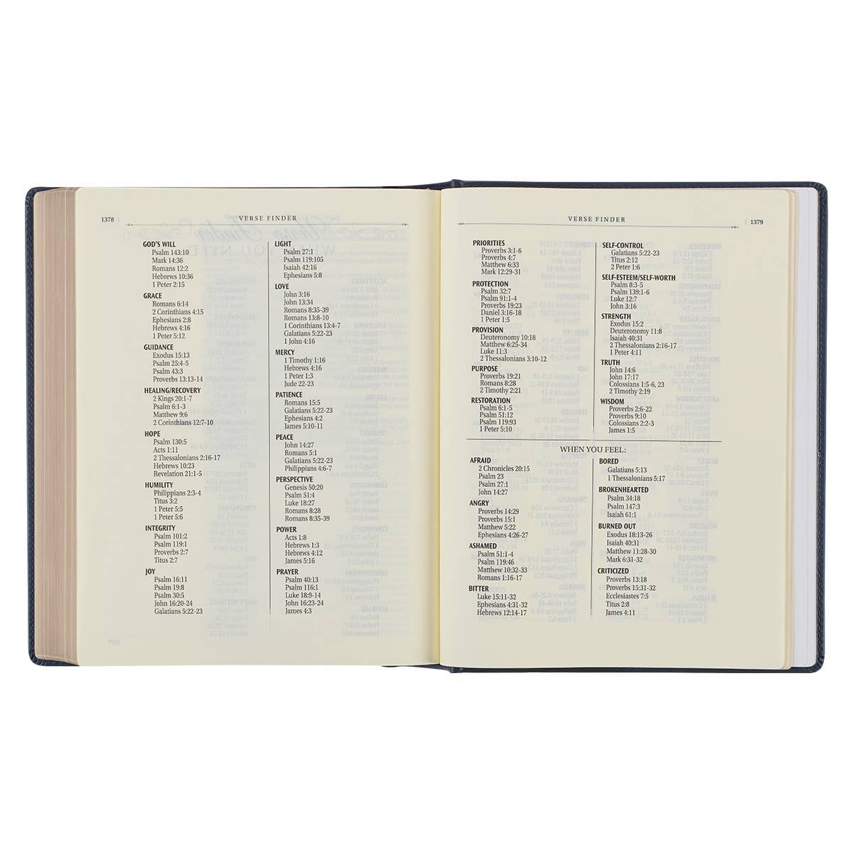 KJV Note-taking Bible LP Faux Leather HC, Navy w/Gold Floral