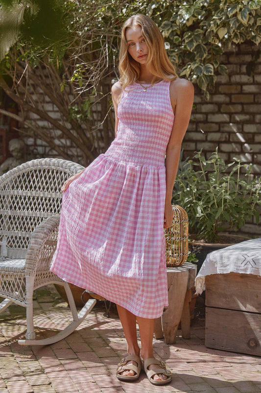Bubble Gum Gingham Smocked Dress