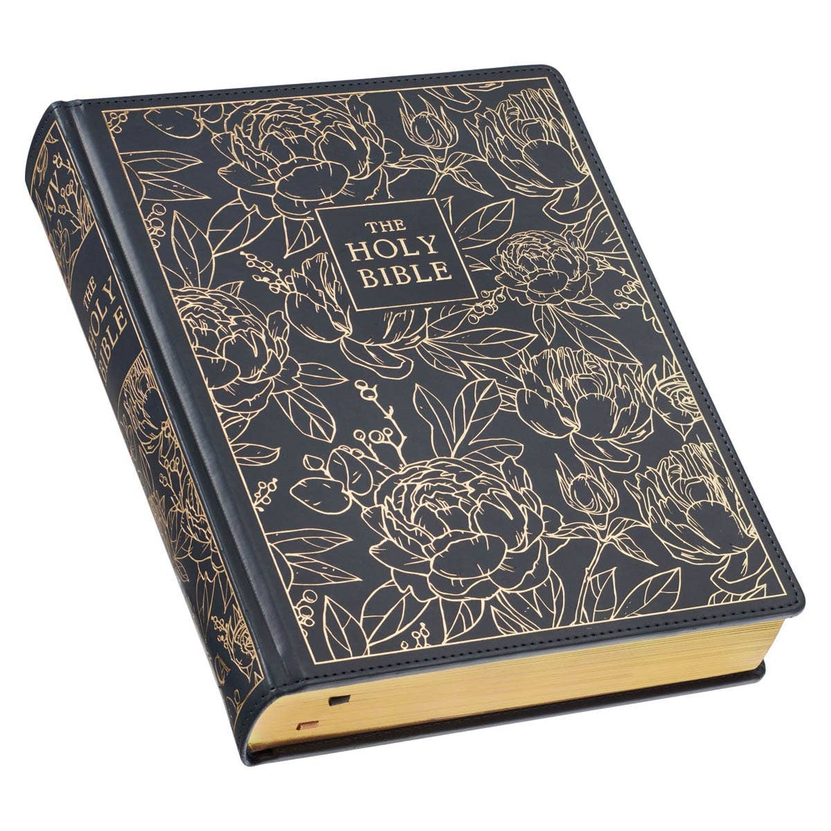 KJV Note-taking Bible LP Faux Leather HC, Navy w/Gold Floral